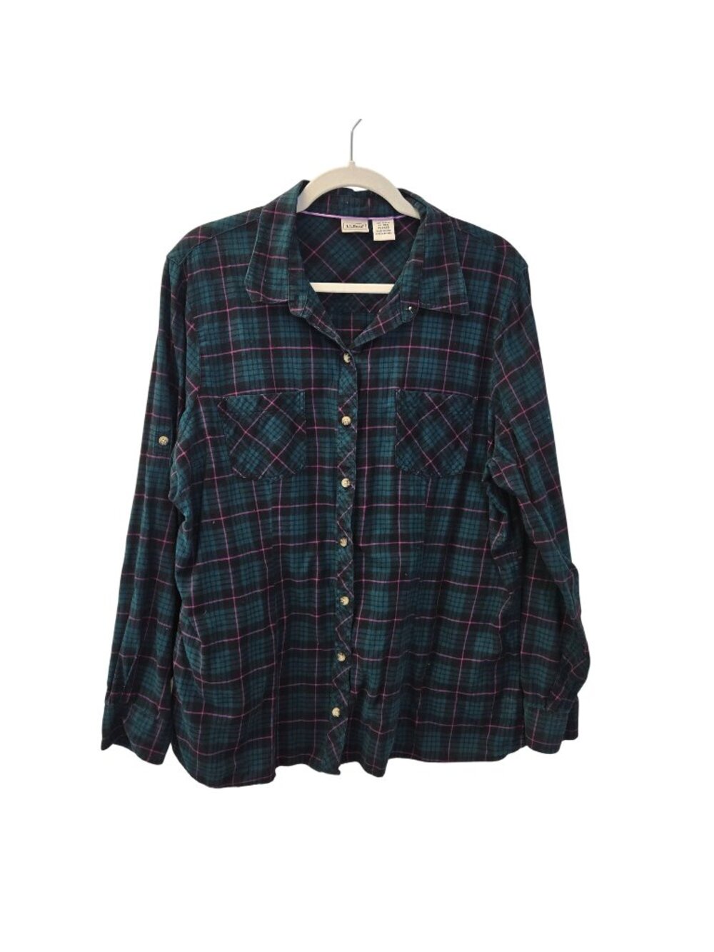 L.L. Bean Flannel Plaid Button Down Shirt Size XL